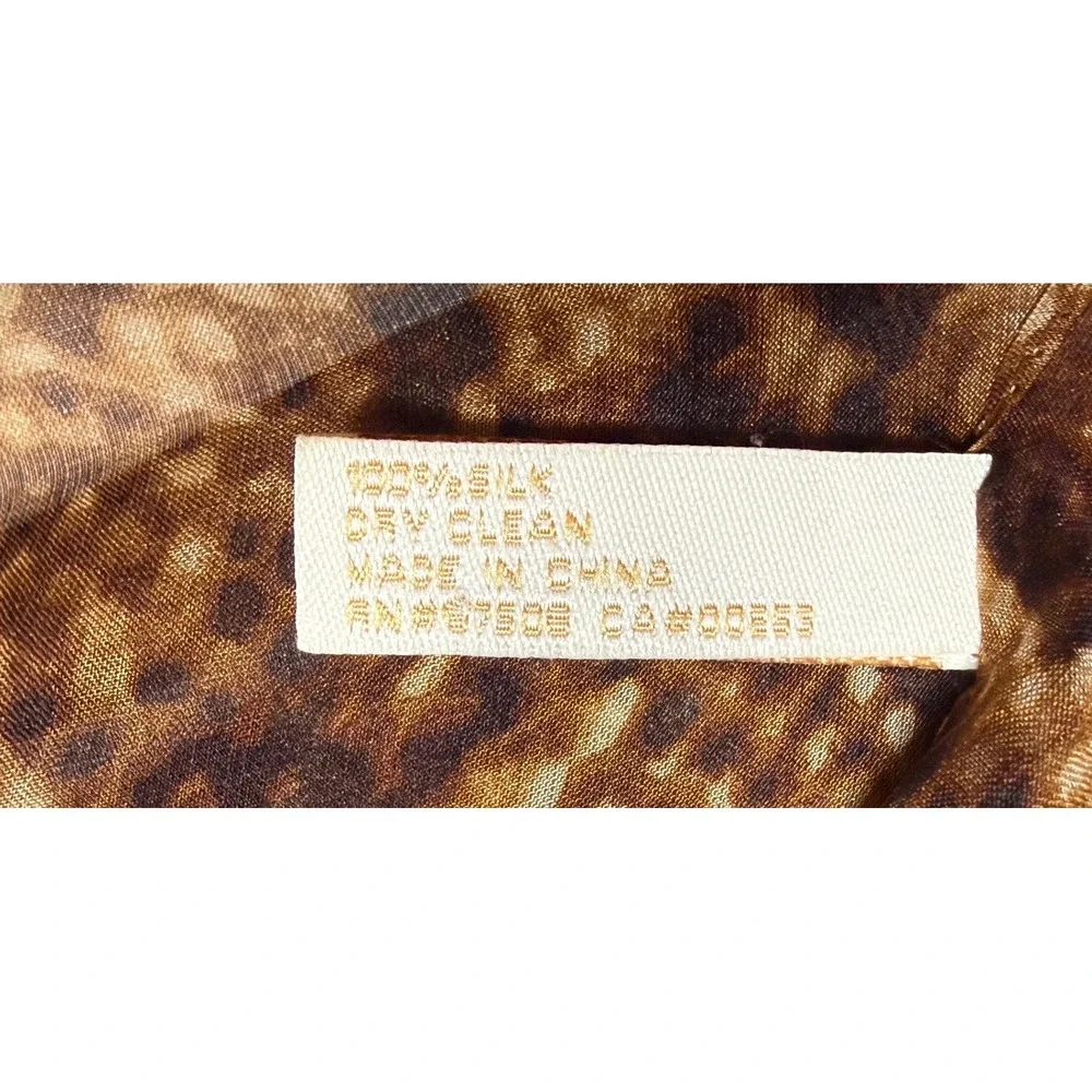100% Silk Snakeskin Print Scarf Brown Animal Print Sheer Oblong‎ Wrap